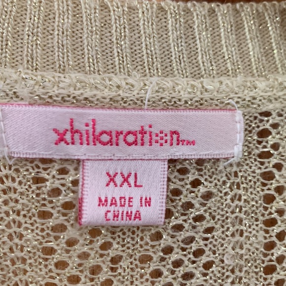 Xhilaration Light Weight Short Sleeve Gold Metallic Sweater Good Preowned Cond - Picture 3 of 6